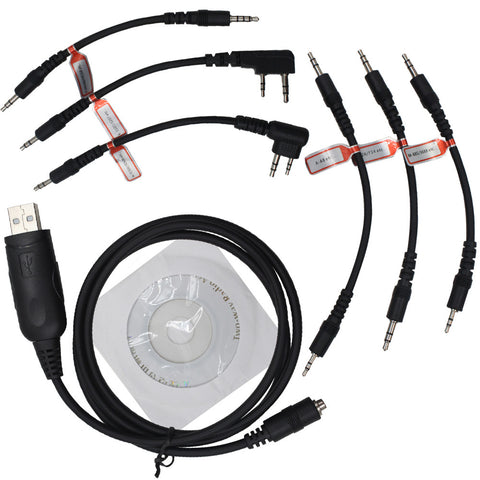 6 in 1 USB Program Programming Cable Two Way Radio Ham Radio Walkie Talkies Lead Adapter for Motorola HYT Icom Baofeng Puxing Kenwood Yaesu - Walkie-Talkie Accessories