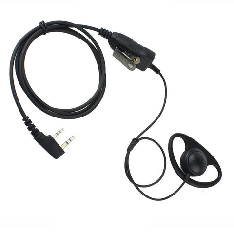 2 Pin Earhook D Shaped Earpiece with PTT Mic for Kenwood KPG69D TK-270 TH-22E HYT TC 6685 TC 2100 - Walkie-Talkie Accessories