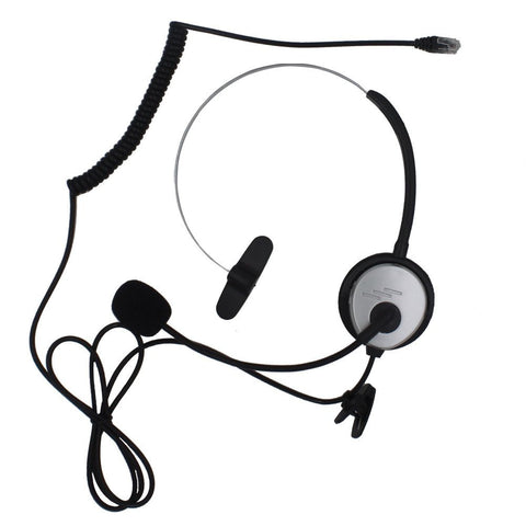 4-Pin RJ9 Call Center Headset Headphone Hands-Free Desk Telephone Monaural Mic Mircrophone Noice Cancelling Silver - Walkie-Talkie Accessories