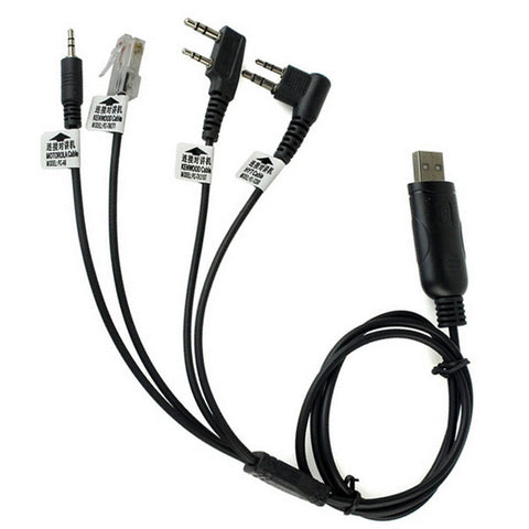 4 in 1 USB Program Programming Cable Adapter for Walkie Talkie KENWOOD TH-G71 TH-K2 TH-K4 TK-2100 TK-2101 TK-2102 PUXING PX-666 PX-328 PX-888 PX-888K - Walkie-Talkie Accessories