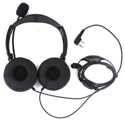 Noise Cancelling Overhead Folding Earpiece Headset with Boom Mic VOX/PTT for 2-pin MD-280 Kenwood KPG62D KPG70D - Walkie-Talkie Accessories