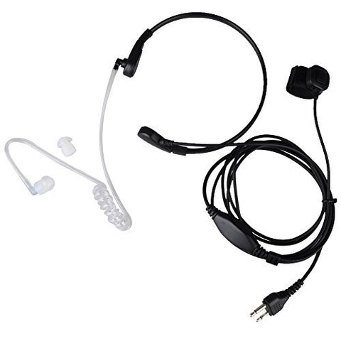 Throat Mic Microphone Covert Acoustic Tube Earpiece Headset with Finger PTT for Bodyguard FBI 2-pin Icom IC-M5 IC-T22A Maxon SP100 SP130 Vertex VX510 VX520UD Radio - Walkie-Talkie Accessories