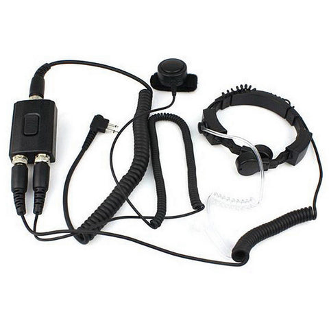 Military Throat Mic Earpiece Professional Tactique Police FBI Flexible Covert Acoustic Tube Headset with Finger PTT for 2 Pin Motorola Radio - Walkie-Talkie Accessories