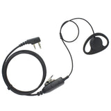 2 Pin Earhook D Shaped Earpiece with PTT Mic for Kenwood KPG69D TK-270 TH-22E HYT TC 6685 TC 2100 - Walkie-Talkie Accessories
